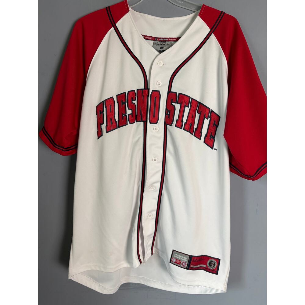 Colosseum Athletics Fresno State Bulldogs Baseball Jersey Red White Button L